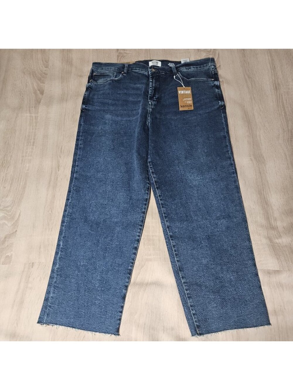 Kensie Jeans The Allie High Rise Slim Straight Crop Raw Hem Plus Size 24 W Nwt